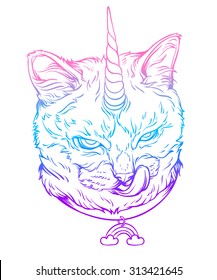 Cat-unicorn. Vector illustration
