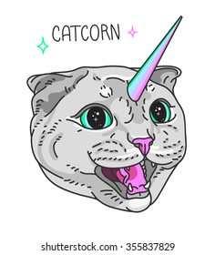 Cat-unicorn. Vector illustration