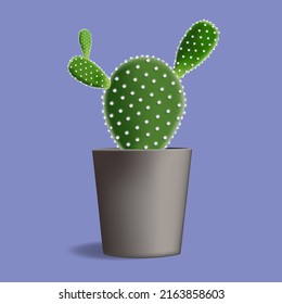 catus in the grey pot. Cactus is blooming. design vector illustration.