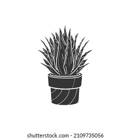 Catus Icon Silhouette Illustration. Exotic Plant Vector Graphic Pictogram Symbol Clip Art. Doodle Sketch Black Sign.