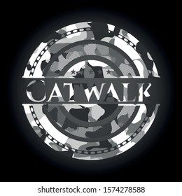Catwalk on grey camo texture
