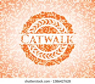 Catwalk orange mosaic emblem. Vector Illustration. Detailed.