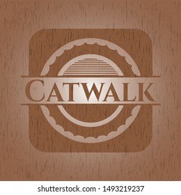 Catwalk retro wood emblem. Vector Illustration.