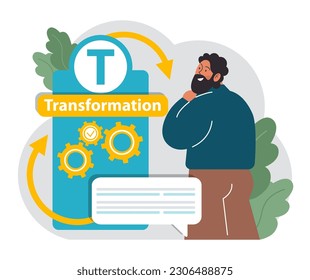 CATWOE technique. Modern approach to understanding the various perspectives of a business challenge. Transformation aspect check in problem identification and solving. Flat vector illustration