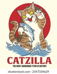 CATZILLA MONSTER VINTAGE CARTOON ILLUSTRATION
