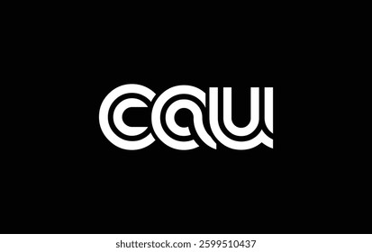 CAU Creative Unique Modern Letter Logo Design. Stylized logo featuring a unique letter design, presenting abstract minimalist aesthetics and modern appeal.