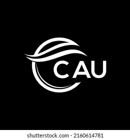 CAU letter logo design on black background. CAU creative circle letter logo concept. CAU letter design.
