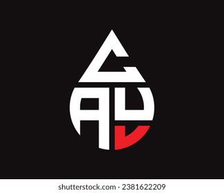 CAU letter water drop shape logo design. CAU drop logo simple design.