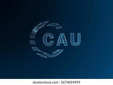 Diseño de Vector de logotipo de letra de polietileno baja CAU. Diseño de logotipo de poliéster inferior CAU. Diseño único del logotipo de baja poli de CAU.