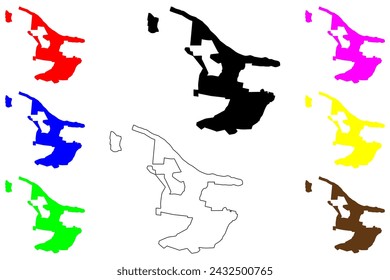 Ilustración vectorial de mapa de la ciudad de Caucaia (República Federativa de Brasil, estado de Ceará), dibujo de garabato mapa de Caucaia