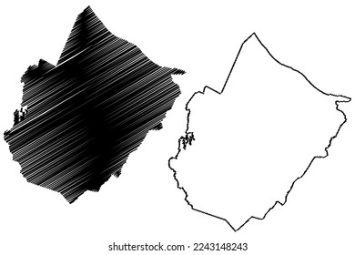 Caucaia municipality (Ceará state, Municipalities of Brazil, Federative Republic of Brazil) map vector illustration, scribble sketch Caucaia map