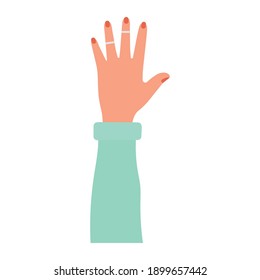 caucasian arm with one hand and red nails vector illustration design