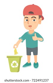 Caucasian Boy Throwing Banana Peel Recycling Stock Vector (Royalty Free ...