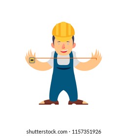 Caucasian builder. Vector cartoon illustration. Vector flat design illustration