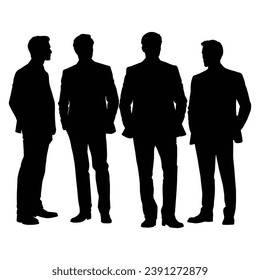 Caucasian Businessman Silhouette on White Background.