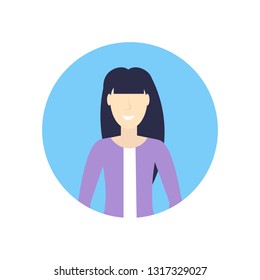 caucasian businesswoman face avatar happy asian girl female cartoon character portrait flat white background
