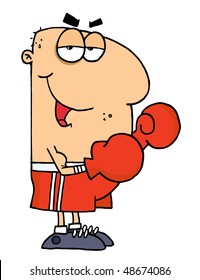 Caucasian Cartoon Boxer Man