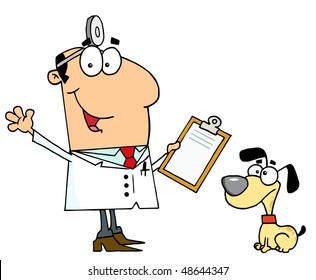 Caucasian Cartoon Dog Veterinarian Man