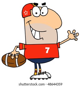 Caucasian Cartoon Football Waving Man