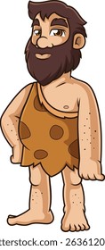 Caucasian caveman with beard vector illustration