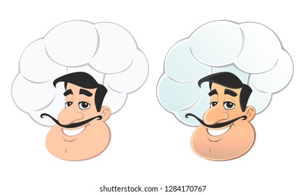 Caucasian chef. The face in the cooking cap. Avatar, emblem.
