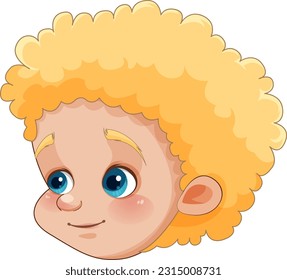 Caucasian Cute Boy Face Vector illustration