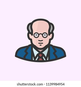 Caucasian elderly bald man in glasses