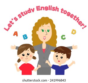 Caucasian Female Teacher Teaching English Little Stock Vector Royalty Free