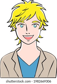 Caucasian foreign male blonde English handsome illustration material