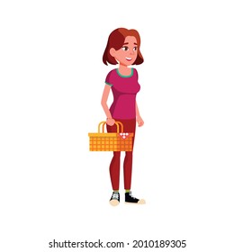 caucasian girl going on picnic in park cartoon vector. caucasian girl going on picnic in park character. isolated flat cartoon illustration