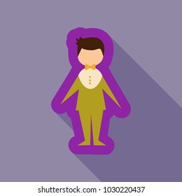 Caucasian groom in a wedding suit. Vector flat design illustration isolated on white background.