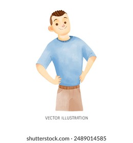 Caucasian guy brown Hair Illustration