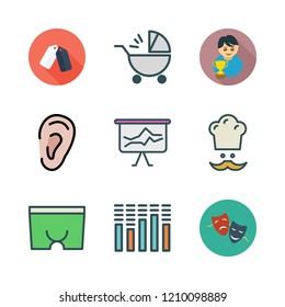 caucasian icon set. vector set about baby stroller, boxer, comparative and supermarket icons set.