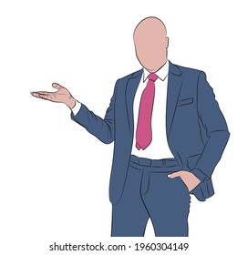 Caucasian male model, in presenter position. Formal style.