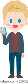 Caucasian male with smartphone