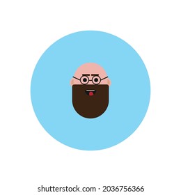 Kaukasischer Mann mit Avatar auf blauem Hintergrund