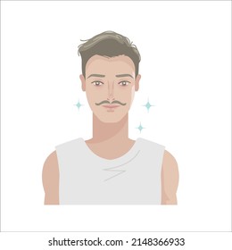 Caucasian man handsome mustache styles. Different types of men's mustaches and beards
