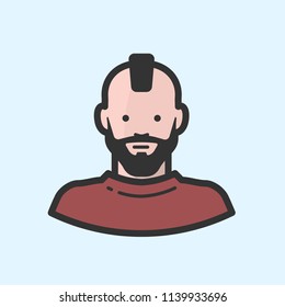 Caucasian man with mohawk and beard