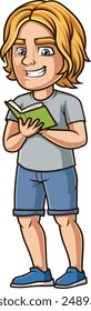 Hombre caucásico leyendo Ilustración vectorial de libro