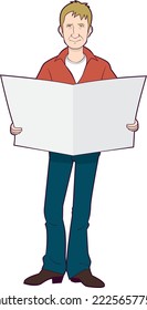 Caucasian man reading a newspaper