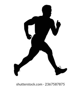 Caucasian Man Running in Silhouette Vector