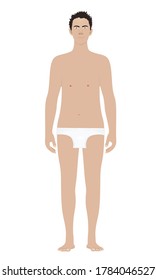 Caucasian man standing in underwear. vector