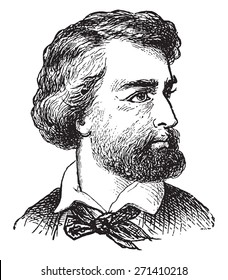 Caucasian man, vintage engraved illustration.
