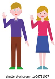 Caucasian man and woman couple illustration