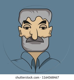Caucasian man's face in vector. Naturally drawn character