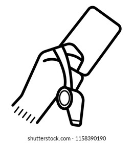Caucasian person, hand holding a red card