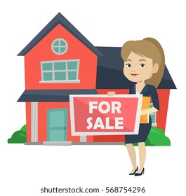 Caucasian Realtor Offering House Female Realtor Stock Vector (Royalty ...