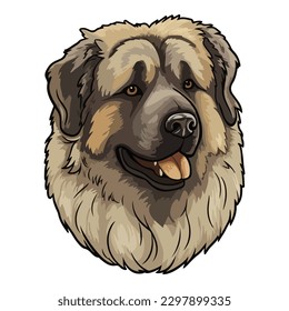 Caucasian Shepherd Flat Icon Isolated On White Background