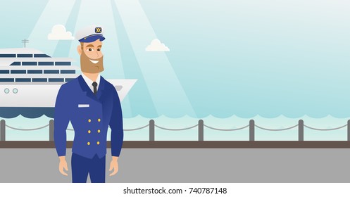 Caucasian Ship Captain Standing On Background Stock Vector (Royalty ...