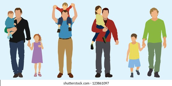 Caucasian (white) fathers with their children